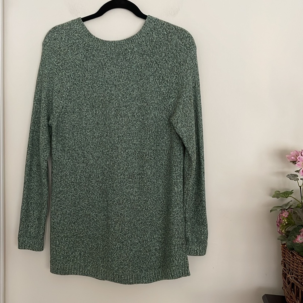 Talbots cotton cable green scoop neck sweater - Picture 3 of 5